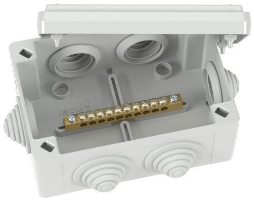 Коробка уравнивания потенциалов DKC Jupiter 10 зажимов 6 вводов 120х80х50мм IP55 серый фото Коробка уравнивания потенциалов DKC Jupiter 10 зажимов 6 вводов 120х80х50мм IP55 серый картинка